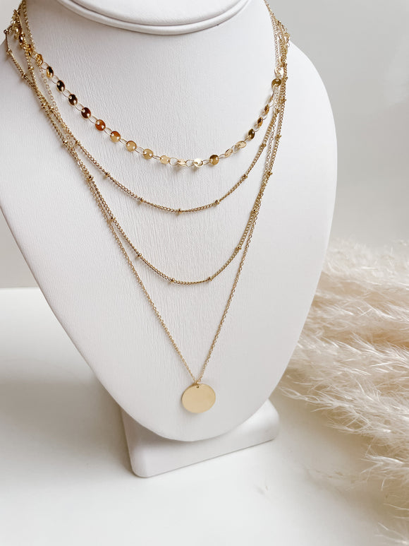 4 Piece Layering Sequin/Coin Necklace Set